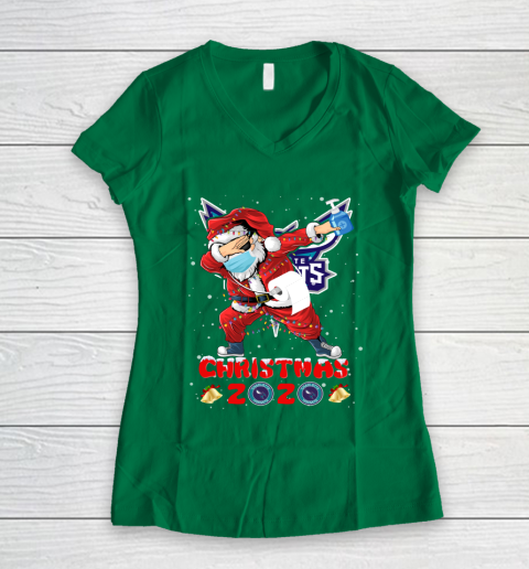 Charlotte Hornets Funny Santa Claus Dabbing Christmas 2020 NBA Women's V-Neck T-Shirt 3