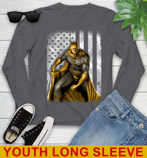 Boston Bruins NHL Hockey Batman DC American Flag Shirt Youth Long Sleeve 9