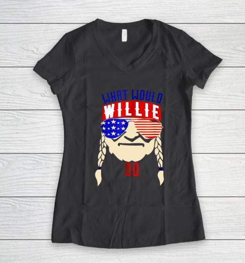 Willie Nelson shirt What would Willie do Women's V-Neck T-Shirt 6