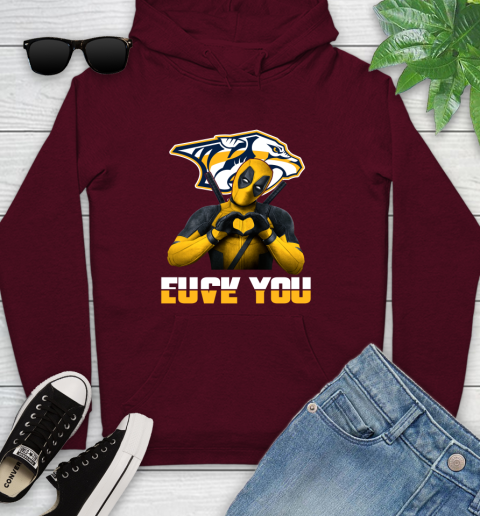 NHL Nashville Predators Deadpool Love You Fuck You Hockey Sports Youth Hoodie 7