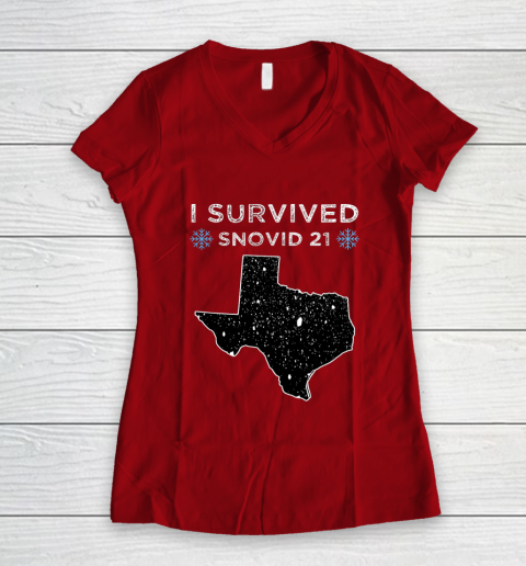 I Survived Winter Snow Storm 2021 Icy Freezing Weather Women's V-Neck T-Shirt 8