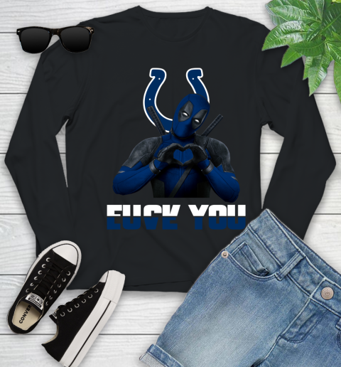 NHL Indianapolis Colts Deadpool Love You Fuck You Football Sports Youth Long Sleeve