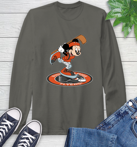 NHL Hockey Philadelphia Flyers Cheerful Mickey Disney Shirt Long Sleeve T-Shirt 9