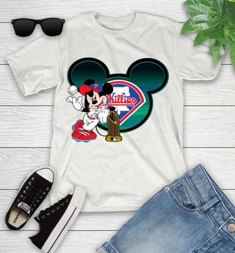 MLB Philadelphia Phillies The Commissioner's Trophy Mickey Mouse Disney Youth T-Shirt