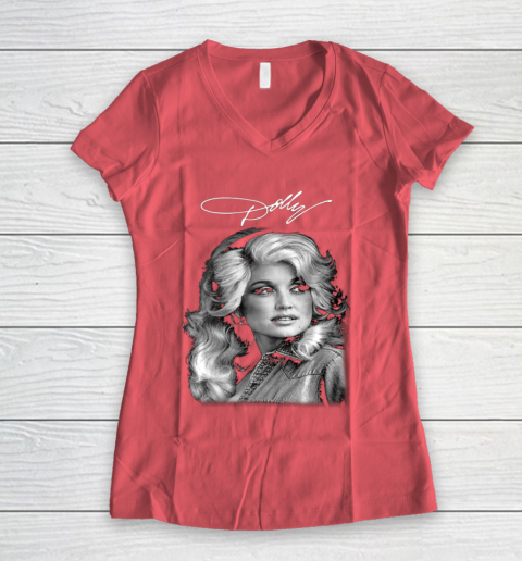 Dolly Parton Classic Vintage Signature Women's V-Neck T-Shirt 4