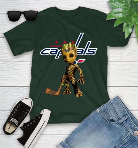 Washington Capitals NHL Hockey Groot Marvel Guardians Of The Galaxy Youth T-Shirt 5