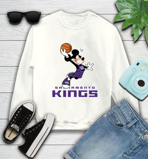 NBA Basketball Sacramento Kings Cheerful Mickey Mouse Shirt Sweatshirt 2