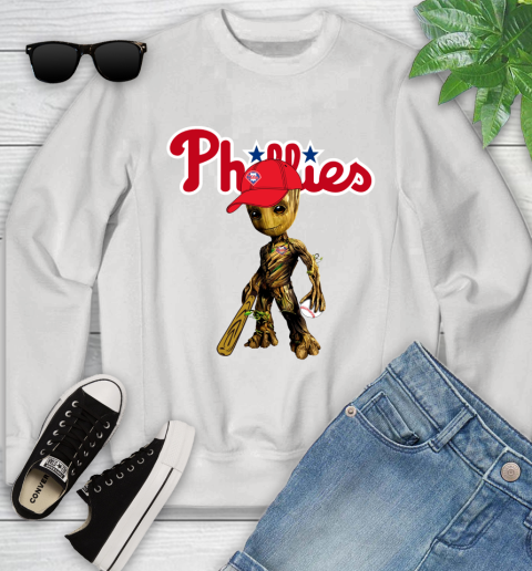 MLB Philadelphia Phillies Groot Guardians Of The Galaxy Baseball Youth Sweatshirt