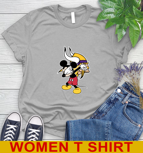 Minnesota Vikings NFL Football Dabbing Mickey Disney Sports Women's T-Shirt 5
