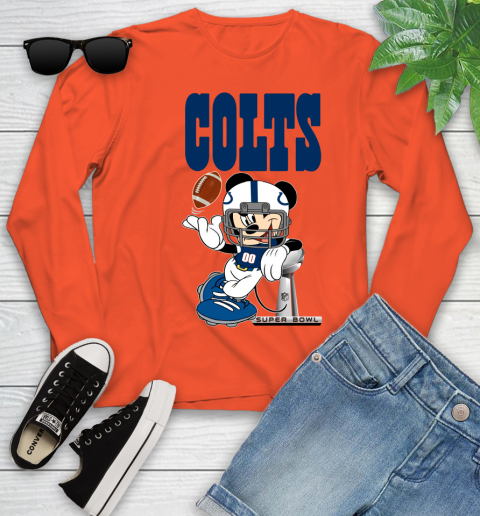 NFL Indianapolis Colts Mickey Mouse Disney Super Bowl Football T Shirt Youth Long Sleeve 4
