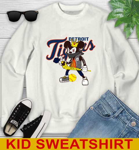 Detroit Tigers MLB Baseball Mickey Peace Sign Sports Youth Sweatshirt