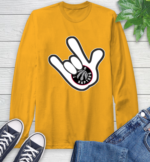 Toronto Raptors NBA Basketball Mickey Rock Hand Disney Long Sleeve T-Shirt 3