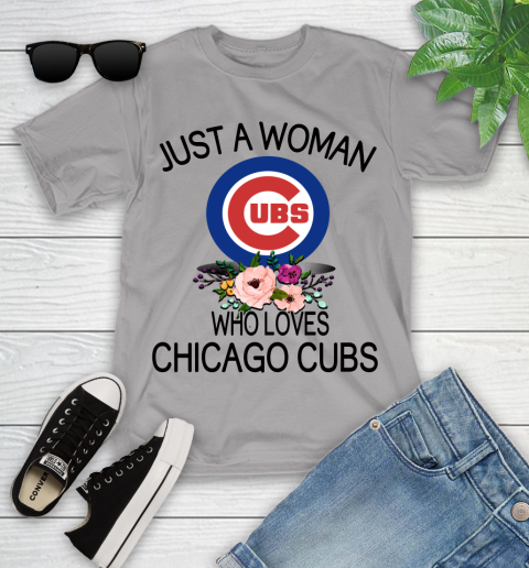 MLB Just A Woman Who Loves Chicago Cubs Baseball Sports Youth T-Shirt 2