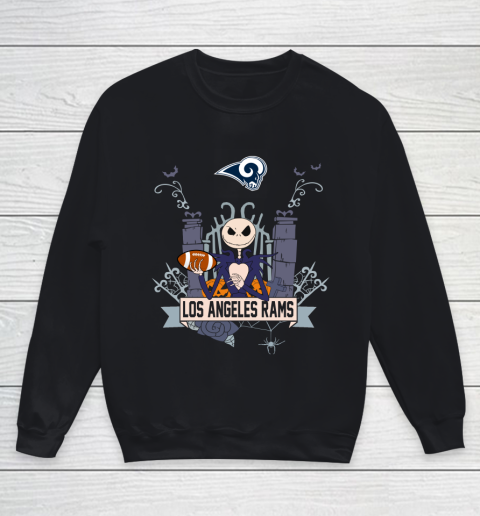 NFL Los Angeles Rams Football Jack Skellington Halloween Youth Sweatshirt