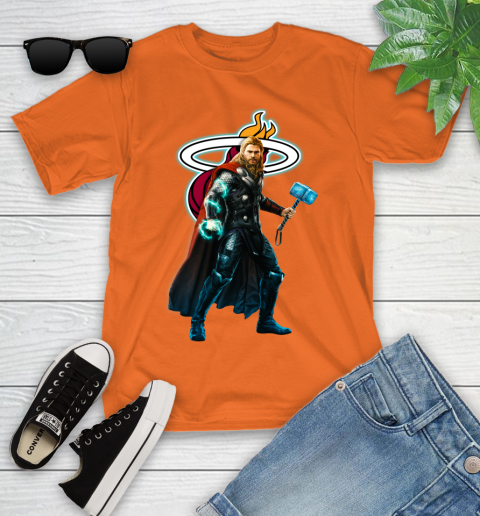 NBA Thor Avengers Endgame Basketball Miami Heat Youth T-Shirt 7