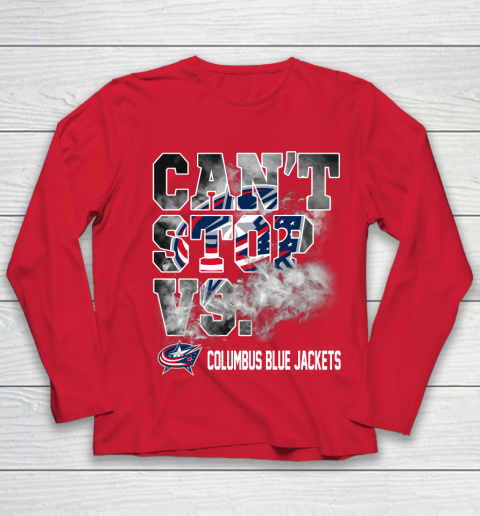 NHL Columbus Blue Jackets Hockey Can't Stop Vs Youth Long Sleeve 8