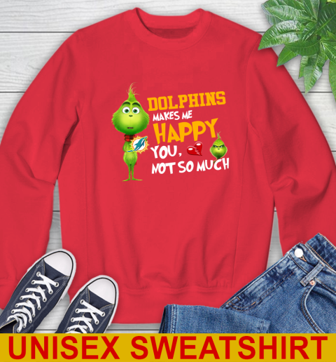 NFL Miami Dolphins Makes Me Happy You Not So Much Grinch Football Sports Sweatshirt 12