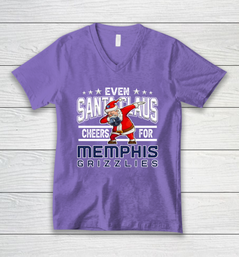 Memphis Grizzlies Even Santa Claus Cheers For Christmas NBA V-Neck T-Shirt 8