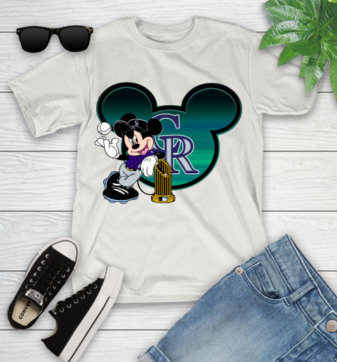 MLB Colorado Rockies The Commissioner's Trophy Mickey Mouse Disney Youth T-Shirt 12