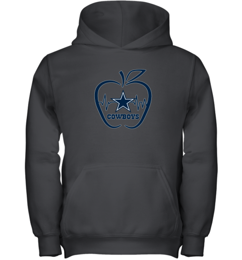 Apple Heartbeat Teacher Symbol Dallas Cowboys Youth Hoodie