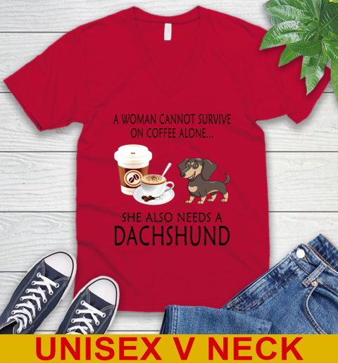 Women cannot survive on coffee alone she also need a DACHSHUND tshirt 46