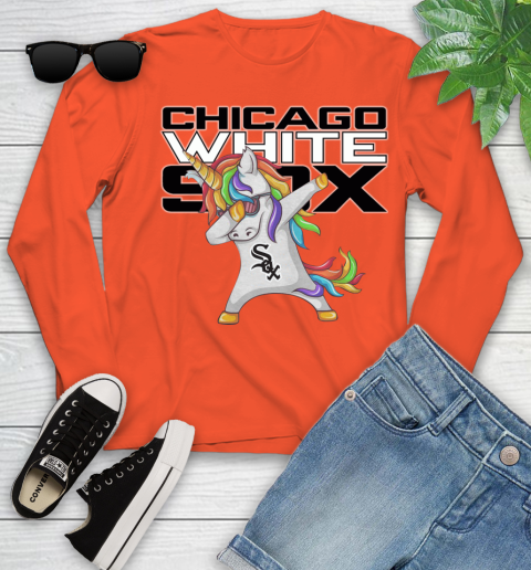 Chicago White Sox MLB Baseball Funny Unicorn Dabbing Sports Youth Long Sleeve 4
