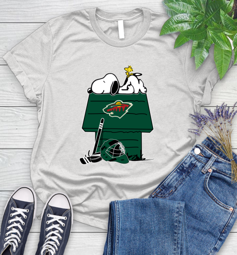 Minnesota Wild NHL Hockey Snoopy Woodstock The Peanuts Movie Women's T-Shirt