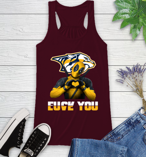 NHL Nashville Predators Deadpool Love You Fuck You Hockey Sports Racerback Tank 2