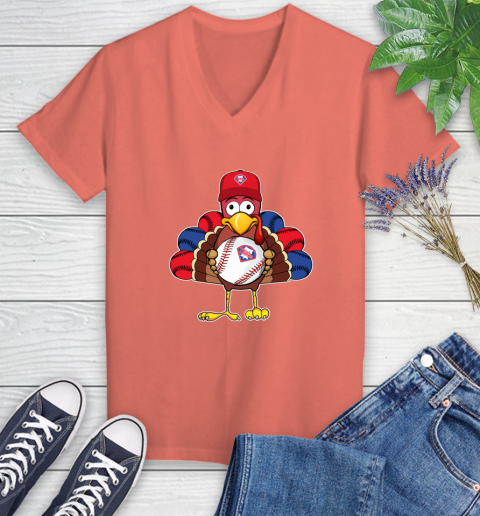 Philadelphia Phillies Turkey thanksgiving Women's V-Neck T-Shirt 6