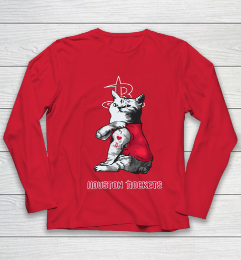 NBA Basketball My Cat Loves Houston Rockets Youth Long Sleeve 8