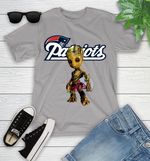 New England Patriots NFL Football Groot Marvel Guardians Of The Galaxy Youth T-Shirt 4