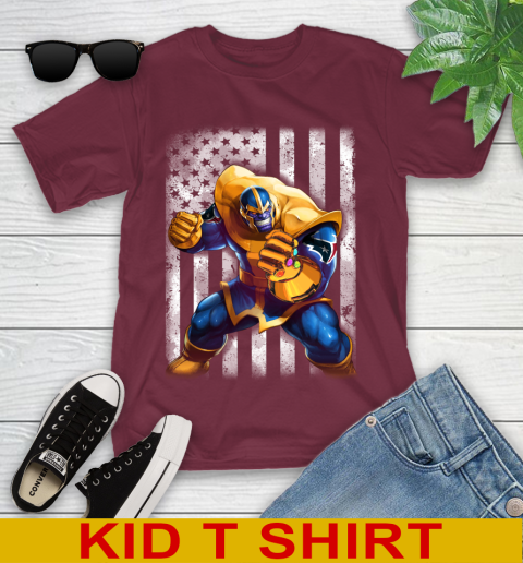 NFL Football Houston Texans Thanos Marvel American Flag Shirt Youth T-Shirt 5