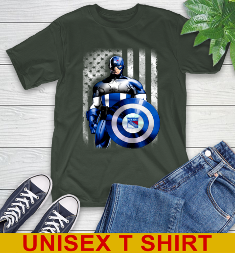New York Rangers NHL Hockey Captain America Marvel Avengers American Flag Shirt T-Shirt 6