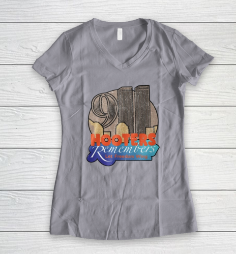 Hooters 9 11 Shirt 911 Hooters Remembers Let Freedom Wing Women's V-Neck T-Shirt 2