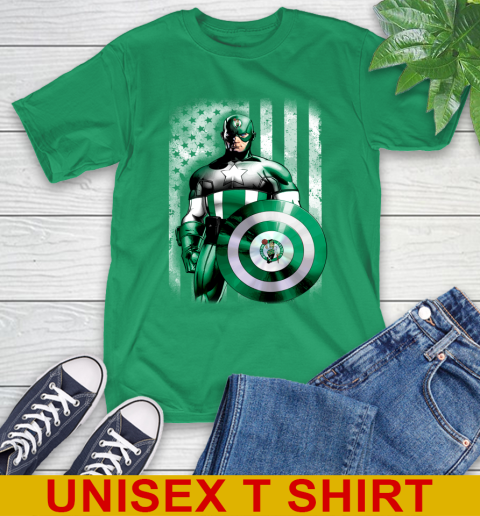 Boston Celtics NBA Basketball Captain America Marvel Avengers American Flag Shirt T-Shirt 7