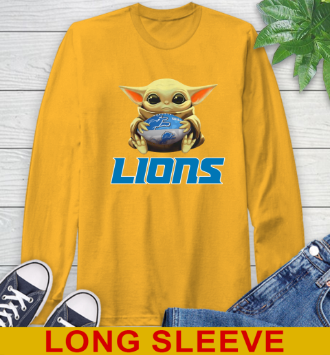NFL Football Detroit Lions Baby Yoda Star Wars Shirt Long Sleeve T-Shirt 3