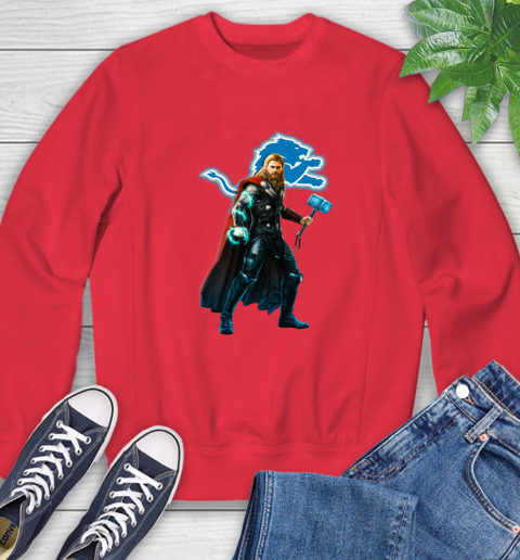 NFL Thor Avengers Endgame Football Detroit Lions Sweatshirt 10