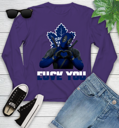 NHL Toronto Maple Leafs Deadpool Love You Fuck You Hockey Sports Youth Long Sleeve 4