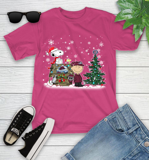 NHL Colorado Avalanche Snoopy Charlie Brown Woodstock Christmas Stanley Cup Hockey Youth T-Shirt 11