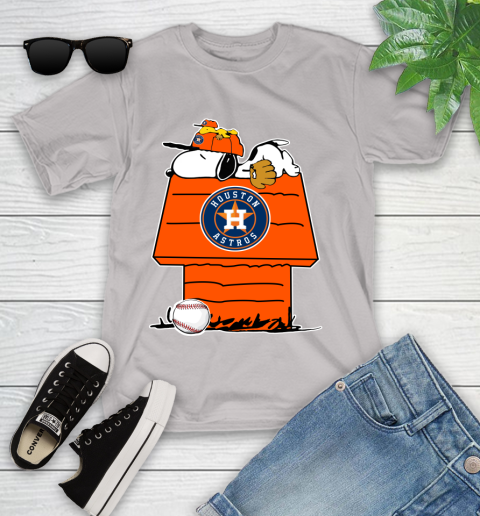 MLB Houston Astros Snoopy Woodstock The Peanuts Movie Baseball T Shirt Youth T-Shirt 12
