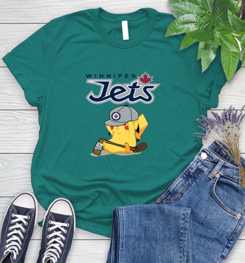 NHL Pikachu Hockey Sports Winnipeg Jets Women's T-Shirt 12