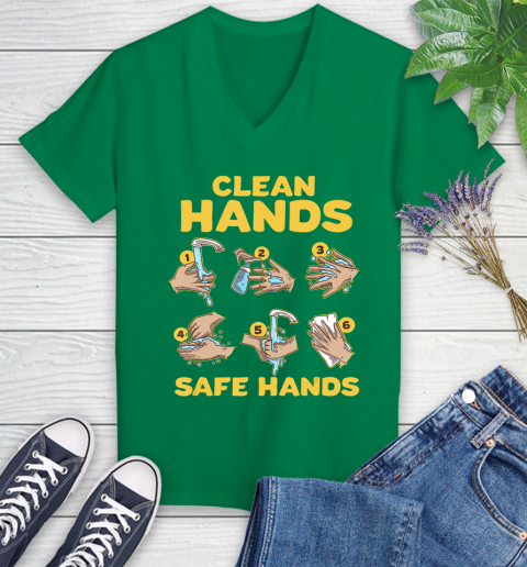 Nurse Shirt Washing Clean Hands Safe Hand Hygiene Wash Save T Shirt Women's V-Neck T-Shirt 4
