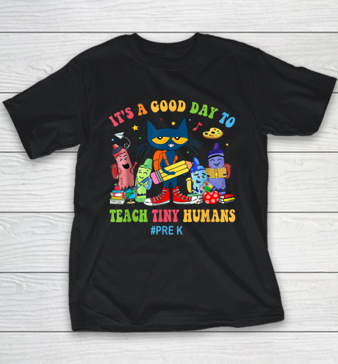 It's A Good Day To Teach Tiny Humans Pre K Cat Teacher Lover Youth T-Shirt