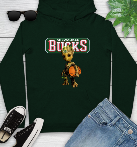 Milwaukee Bucks NBA Basketball Groot Marvel Guardians Of The Galaxy Youth Hoodie 13