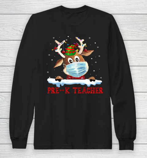 Merry Christmas Pre K Teacher Reindeer Long Sleeve T-Shirt