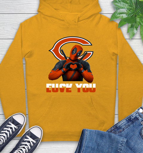 NHL Chicago Bears Deadpool Love You Fuck You Football Sports Hoodie - Image 3