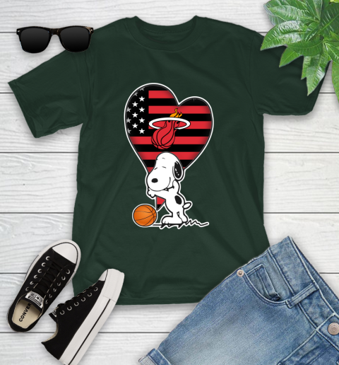 Miami Heat NBA Basketball The Peanuts Movie Adorable Snoopy Youth T-Shirt 5