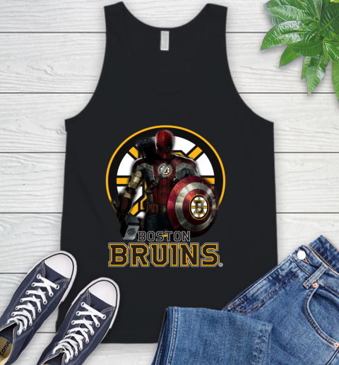 NHL Captain America Thor Spider Man Hawkeye Avengers Endgame Hockey Boston Bruins Tank Top 2