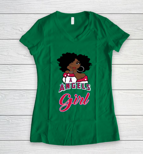 Los Angeles Angelss Girl MLB Women's V-Neck T-Shirt 5