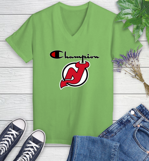NHL Hockey New Jersey Devils Champion Shirt Women's V-Neck T-Shirt 7